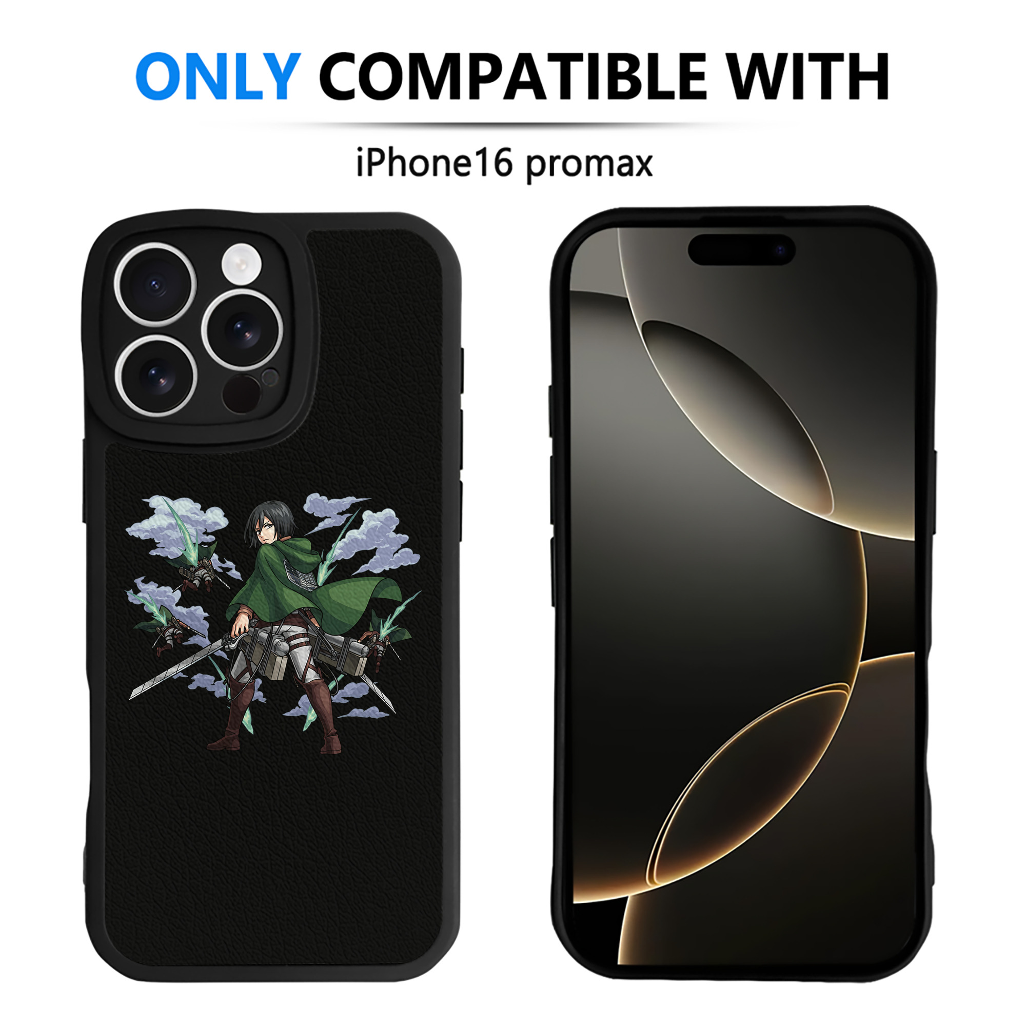 （画像用） 進撃の巨人 ミカサ·アッカーマン Attack on Titan Mikasa Ackerman 【iPhone 16シリーズ対応】シリコンスマホケース（レザー調） 材質：シリコン